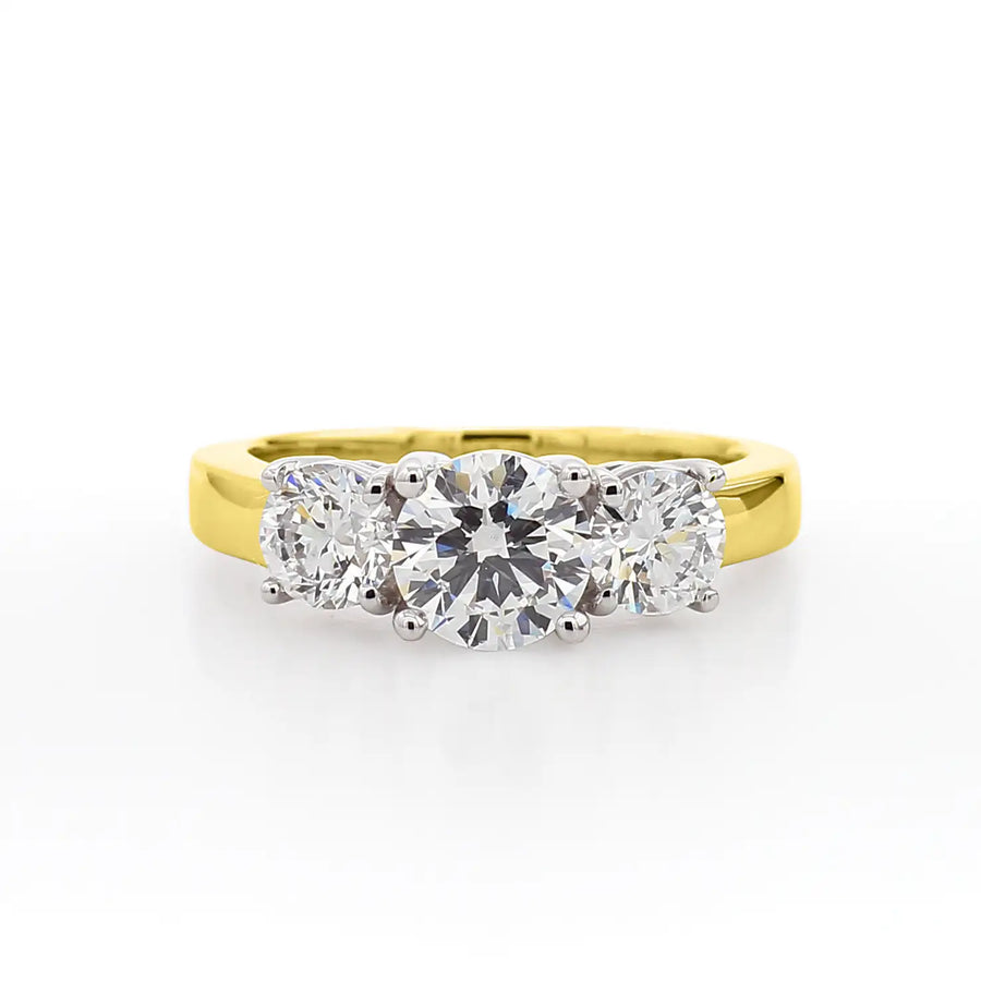 Three Stone Ring - 0.75 cttw - 14k Two Tone